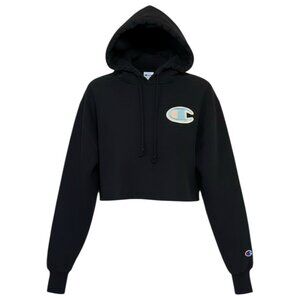 Champion Cropped Hoodie Black Reverse Weave XS